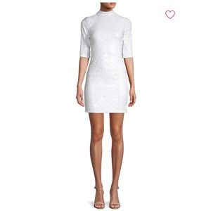 Alice + Olivia Women White Inka Sequin Mini Dress